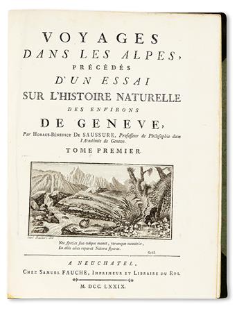 SAUSSURE, HORACE-BÉNÉDICT DE. Voyages dans les Alpes.  4 vols.  1779-96
